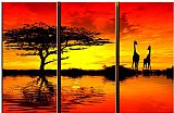Landscape Canvas Paintings - AFRICAN SUNSET II